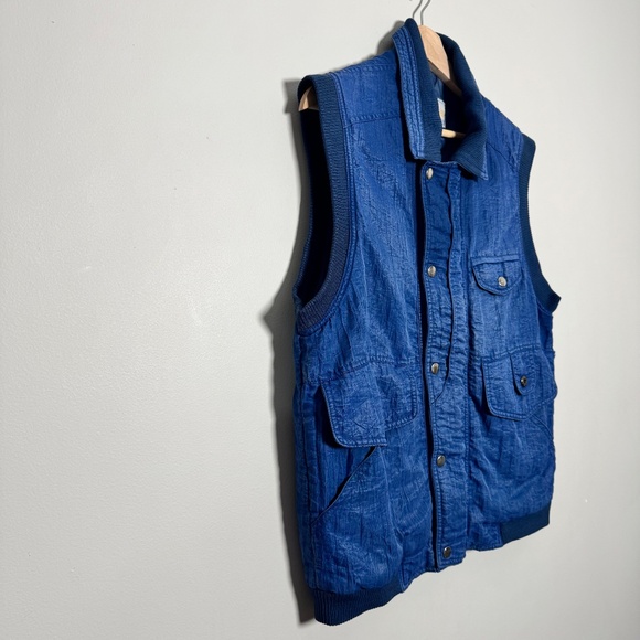 Vintage Demoiselle Famous Sports Wear Utility Full Zip Blue Vest Sz L - Picture 6 of 8